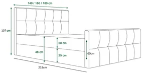 Manželská posteľ  Boxspring 140 cm Macheta (čierna) (s matracom a úložným priestorom). Vlastná spoľahlivá doprava až k Vám domov. 1046711