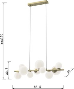 ONLI - Luster na lanku PALOMA 10xG9/10W/230V zlatá