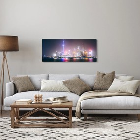 Obraz nočného Šanghaja (120x50 cm)
