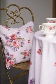 Ružový bavlnený poťah na vankúš s ružami Dotty Rose - 40*40 cm
