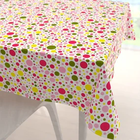 Biante Bavlnený štvorcový obrus Sandra SA-209 Ružové a žlté bodky na bielom 140x140 cm