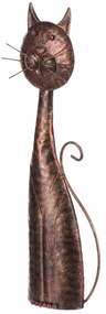 Kovová záhradná dekorácia Mačka medená, 15 x 44 x 7 cm