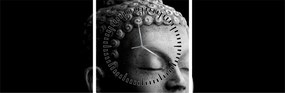 Obraz - Budha, portrét (s hodinami) (90x30 cm)