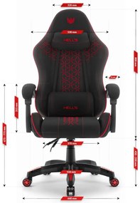 Herná stolička HC-1008 2.0 s ergonomickými vankúšmi - čierno-červená