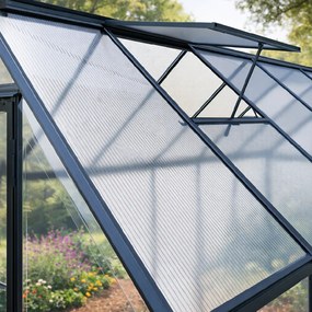 Skleník so základňou BestBerg SH‑6B / 6,6 m² / 364 × 182 × 208 cm / čierna