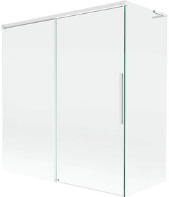 Mexen Rox, L posuvná 2-krídlová vaňová zástena 150 + 70 x 150 cm, 8mm číre sklo, biely profil, 8C9L-150-070-20-00