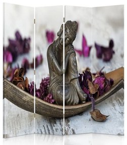 Gario Paraván Budha s fialovými okvetnými lístkami Rozmery: 145 x 170 cm, Prevedenie: Otočný paraván 360°