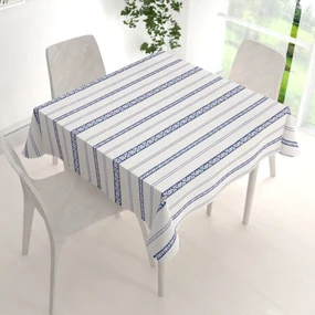 Biante Bavlnený štvorcový obrus Sandra SA-590 Modrý ľudový vzor na bielom 100x100 cm