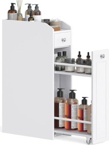 VASAGLE malá kúpeľňová skrinka, stojaca úložná skrinka pre malé miestnosti, v bielej farbe