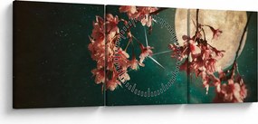Obraz - Sakura v splne (s hodinami) (90x30 cm)