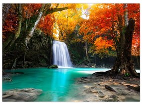 Sklenený obraz - Smaragdová lagúna (70x50 cm)