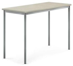 Stôl SONITUS, 1400x600x900 mm, linoleum - svetlošedá, strieborná