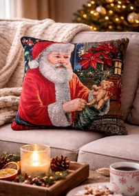 Červená obliečka na vankúš Santa Claus Christmas Rustic I - 44*44 cm