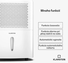 Klarstein DryFy 10L odvlhčovač, 10 l/deň, 12m², 80 m³/h, časovač, nádrž na vodu, mobilný