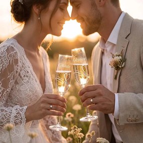 Svadobné poháre na sekt Diamante Romance, 2 ks