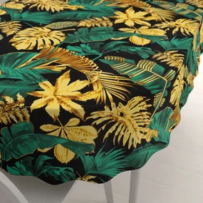 Biante Bavlnený oválny obrus Sandra SA-603 Zeleno-zlaté tropické listy na čiernom 60x100 cm