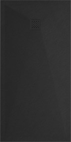 Mexen Stone+, obdĺžniková vanička z minerálneho kompozitu 160 x 70 cm, čierna, čierna krytka, 44707016-B