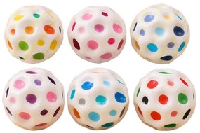 LEAN TOYS Loptička s jamkami na hnetenie, skákajúca 7 cm - biela
