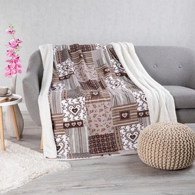 Baránková deka PATCHWORK béžová 150 x 200 cm