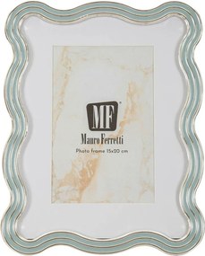 Svetlomodrý/v striebornej farbe kovový/sklenený stojací rámček 17,5x22,5 cm Elizabeth – Mauro Ferretti