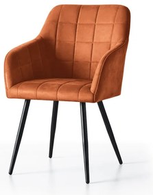 Sada dvoch jedálenských stoličiek LUXANO zamatové, medené / čierne nohy (2 ks)