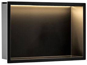 Rea Rea, LED polička na zapustenie 45x30x10 cm, 12W, 3000K, čierna matná, REA-08546