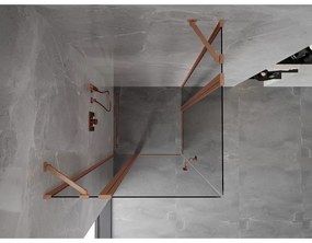 Mexen, Mexen Mist Duo sklápací sprchový kút 85 x 85 cm, transparentný, brúsená meď - 8A4-085-085-65-00