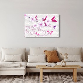 Obraz vetvičky s kvetmi (90x60 cm)