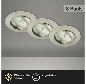 LED vstavané svietidlo 3x5W 3000K IP23 Ø 68 mm, nikel, 3 ks