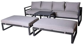 Čierno-béžový kovový záhradný lounge set pre 8 Portland – Rojaplast