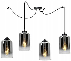 Závesné svietidlo Hella Spider, 4x sklenené tienidlo (mix 3 farieb)