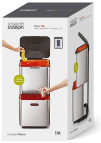 Grafitovosivý kôš na triedený odpad Joseph Joseph Totem Max, 60 l