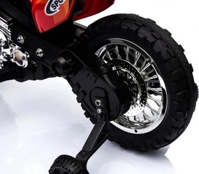 Ramiz Detská motorka Cross na batérie červená + pomocné kolieska + LED zvuky