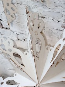Biela antik kovová nástenná dekorácia snehová vločka Snowflake - 63*6 cm