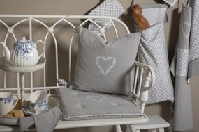 Šedý bavlnený podsedák s výplňou a srdiečkom Lovely Heart - 40*40*4 cm