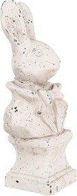 Biela antik cementová busta králik - 11*8*24 cm