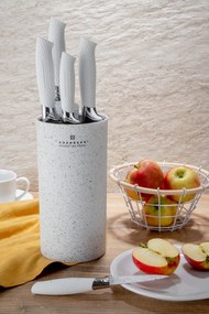 6 dielna sada nožov v bielom stojane