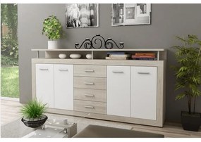 Tempo Kondela Kombinovaná komoda, dub sonoma/biela, JACHIM - JUNO NEW