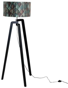 Stojacia lampa čierna s velúrovým tienidlom s dizajnom listov 50 cm - Puros
