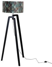 Stojacia lampa čierna s velúrovým tienidlom s dizajnom listov 50 cm - Puros