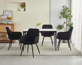 Set dvoch jedálenských otočných stoličiek NANA360 zamatové, čierne (čierne nohy) 2 ks