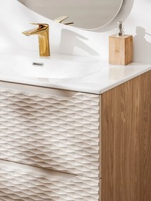 Závěsná skříňka pod umyvadlo Ocean 60 cm dub olejovaný/béžová