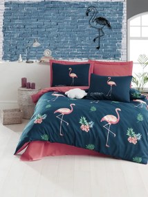 Bavlněné povlečení Filamin s prostěradlem 200x220 cm modro-růžové