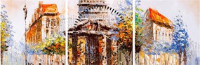 Obraz - Maľovaná mestská pamiatka (s hodinami) (90x30 cm)