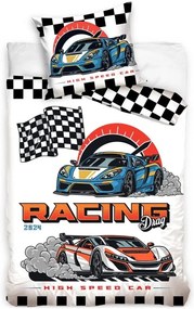 Bavlnené posteľné obliečky Pretekárske autá - motív Drag Racing - 100% bavlna Renforcé - 70x90 cm + 140x200 cm