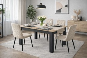 Jedálenská zostava  Stôl 120x80 Craft + Čierny Stolička TURIN - béžový zamat / čierne nohy x 4