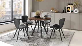 ALDO 100 Dub hnedý/čierne nohy - OKRÚHLY LOFTOVÝ/INDUSTRIÁLNY ROZKLADACÍ STÔL DO OBÝVAČKY/JEDÁLNE