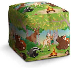 Taburet Cube lesné zvieratká 2, zelená