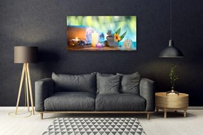 Obraz na skle Sviečky uterák umenie 100x50 cm