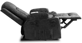 Masážne polohovateľné kreslo ARIEN čierny zamat - vintino.sk